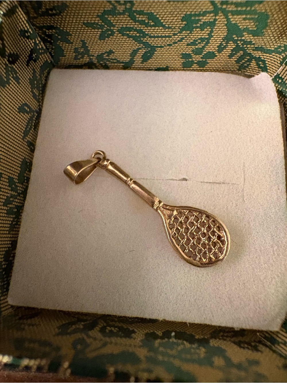 10k Gold Tennis Racket Pendant Charm - Picture 2 of 5